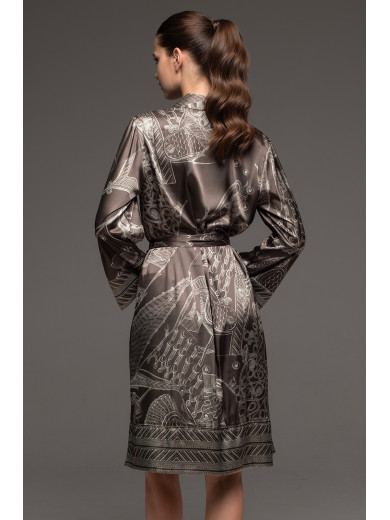 Жіночий шовковий халат на гудзиках Аїша 4327