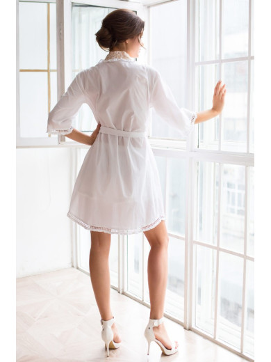 Домашний женский халат белый "Хелен" 16193