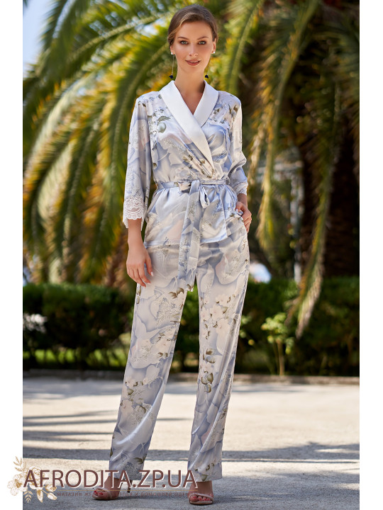 Пижама шелковая с брюками "Новелла" 3606