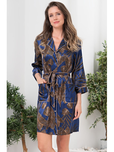 Жіночий атласний халат на гудзиках "Палома" 7087