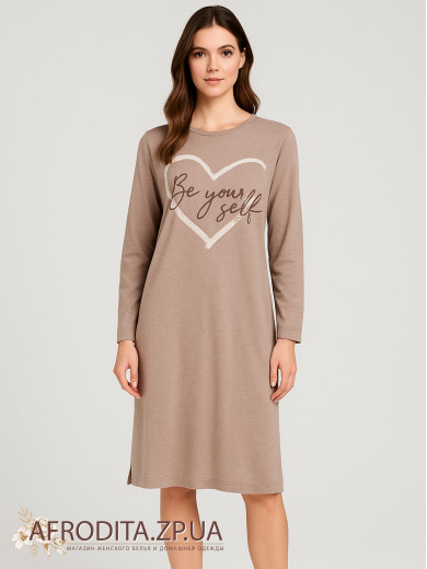 Хлопковая ночная сорочка с длинным рукавом Roksana 82822