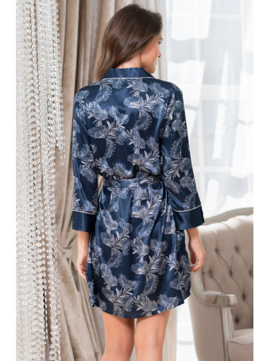 Жіночий шовковий халат на гудзиках "Ванесса" 3777