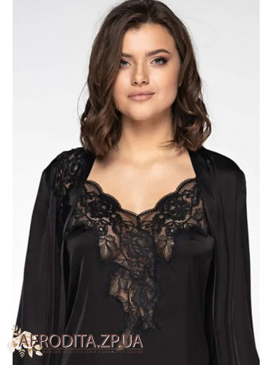 Жіночий чорний халат Shato 2001/1