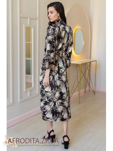 Довгий шовковий халат Ясміна 3989