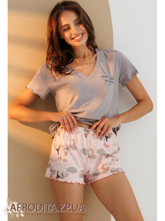 Женская пижама с шортами из хлопка Roksana 82686
