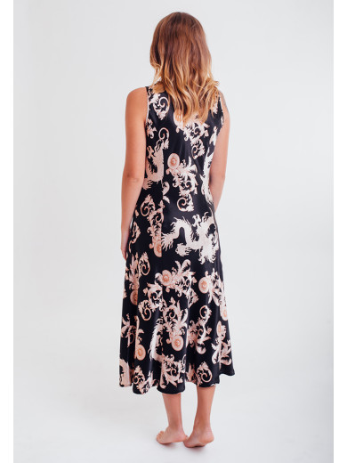 Женская атласная сорочка "Версаче Голд" 9935