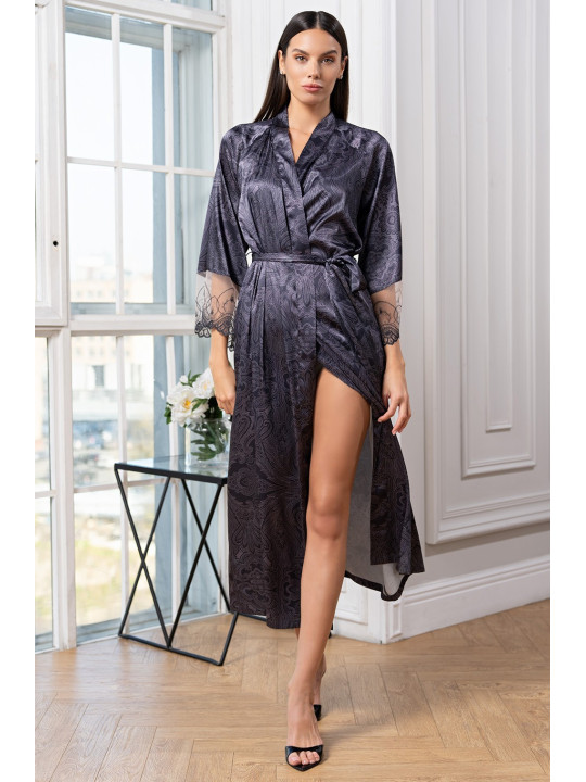 Жіночий довгий халат на запах Алетта 4449