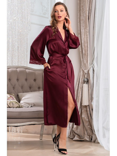 Довгий атласний халат на гудзиках "Вікторія" 7109-1