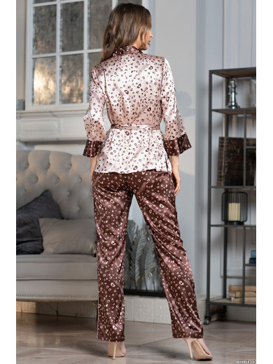Женская атласная пижама с брюками "Ирэн" 7036