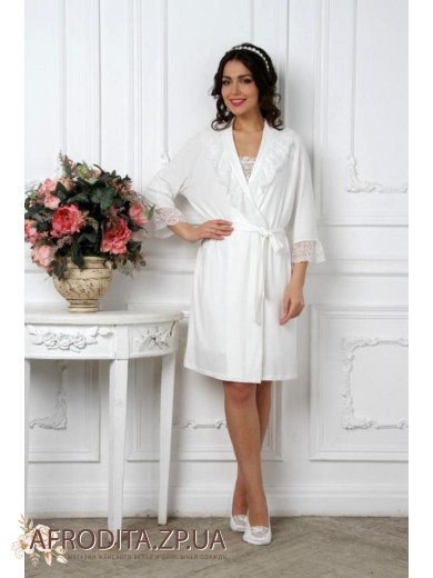 Домашній жіночий халат білий "Emmi" 38124