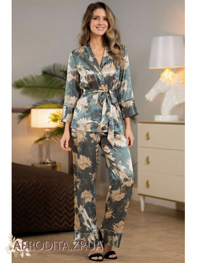 Женская шелковая пижама с брюками Орнелия 3836