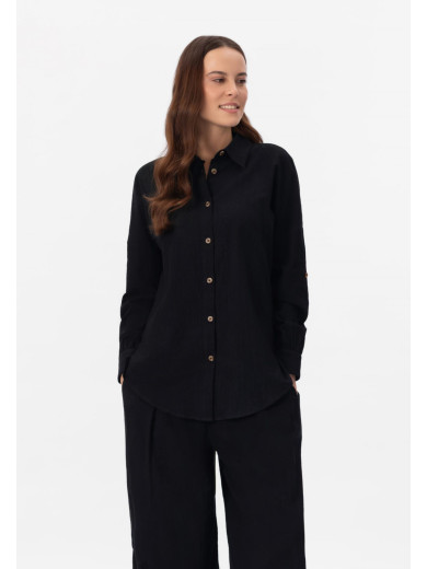 Женская хлопковая рубашка черного цвета Marc&Andre PA26-01