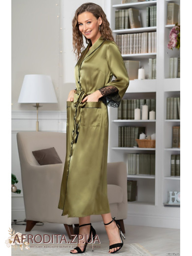 Жіночий шовковий халат на гудзиках "Олівія" 3649