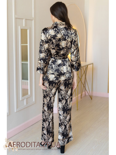 Жіноча шовкова піжама зі штанами Ясміна 3665