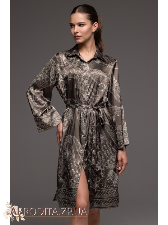 Жіночий шовковий халат на гудзиках Аїша 4327