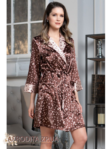  Жіночий атласний халат на гудзиках "Ірен" 7037