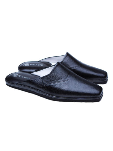 Комнатные тапочки из кожи Pellagio 903 черные