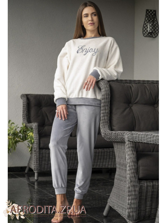 Домашний комплект со штанами Wiktoria 1410 молочный