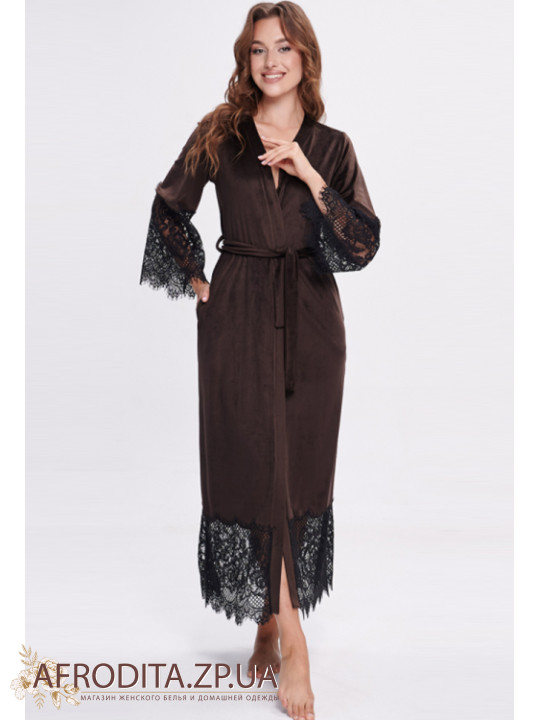 Женский велюровый халат Shato 1931 коричневый