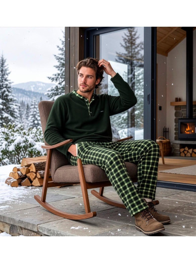 Мужская флисовая пижама хаки PIJAMONI PJ6100-9