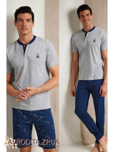Домашний мужской комплект тройка: футболка, брюки и шорты Enrico Coveri EP1165