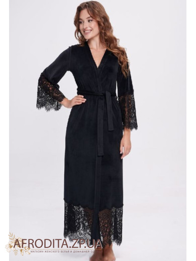 Жіночий велюровий халат Shato 1931 чорний