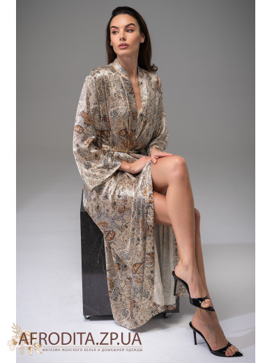 Довгий шовковий халат Лівія 4499