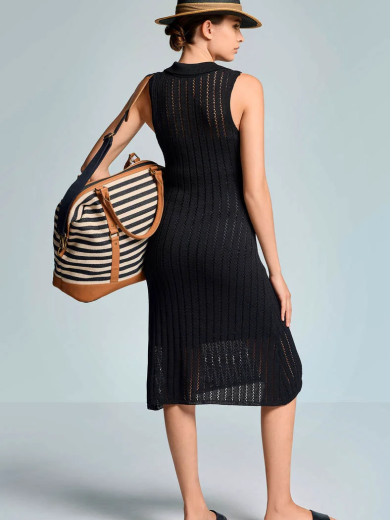 В'язана літня сукня чорного кольору Iconique IC26-105