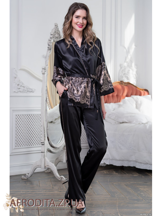  Піжама атласна зі штанами "Лорейн" 8936