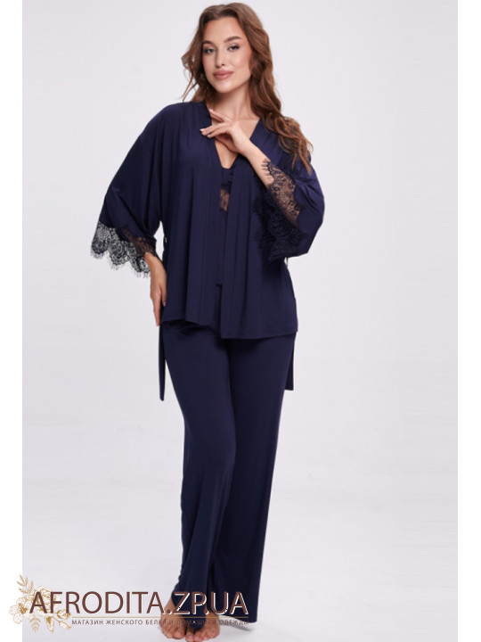  Піжама жіноча трійка Shato 2711 синя