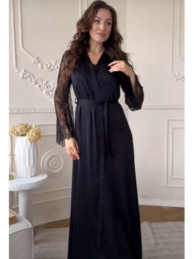Жіночий довгий халат Shato 1511 чорний