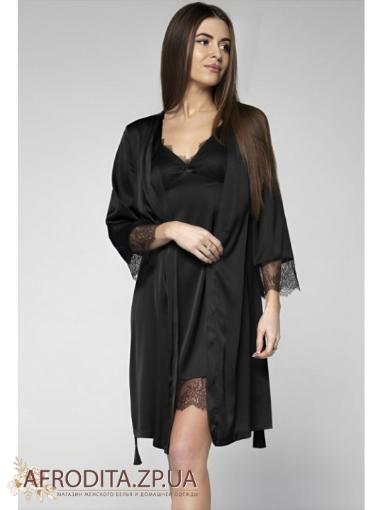 Женский атласный халат Shato 2210/1 черный