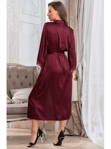 Довгий атласний халат на гудзиках "Вікторія" 7109-1