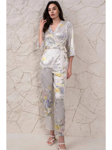 Шелковая женская пижама с брюками "Лилианна" 5995