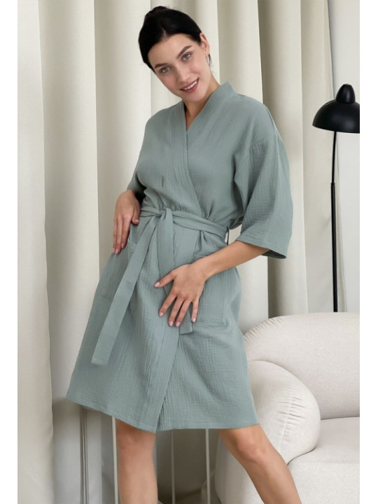 Серый муслиновый халат Cosy 82925