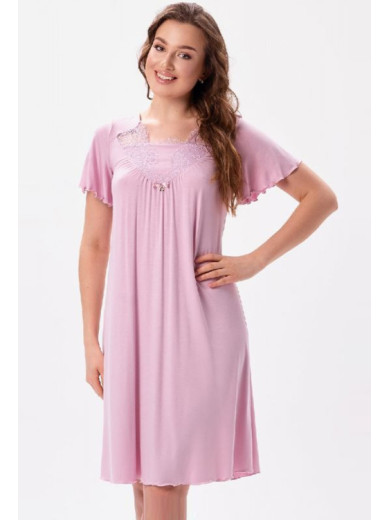  Нічна сорочка з віскози Shato 2626 пудра