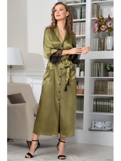 Жіночий шовковий халат на гудзиках "Олівія" 3649