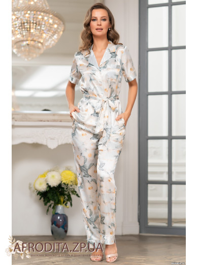 Женская атласная пижама со штанами "Софи" 8846