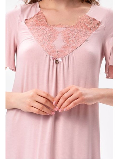  Нічна сорочка з віскози Shato 2626 пудра