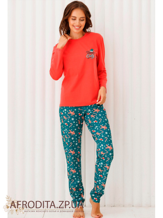 Пижама женская из хлопка со штанами Roksana 82690