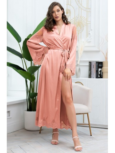 Довгий жіночий шовковий халат Аурелія 3899