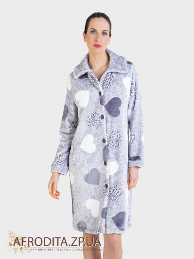 Женский теплый халат на пуговицах Massana L736254