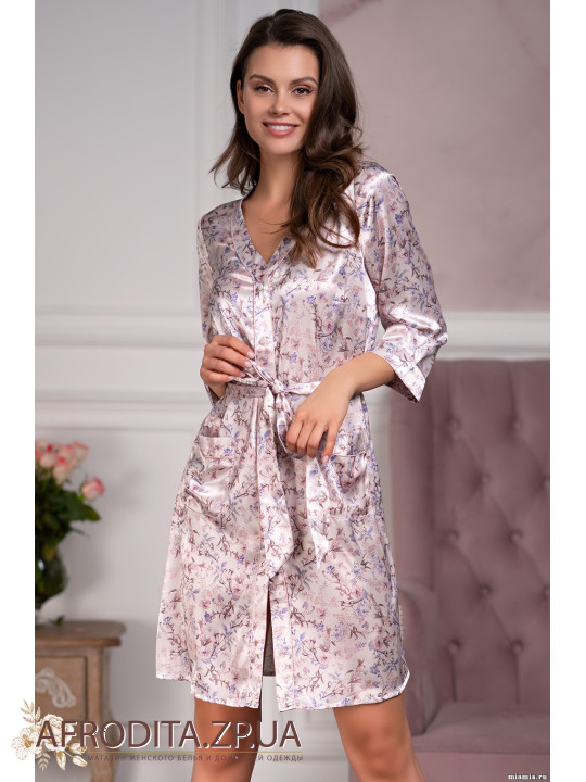  Жіночий шовковий халат на гудзиках "Владлена" 3597