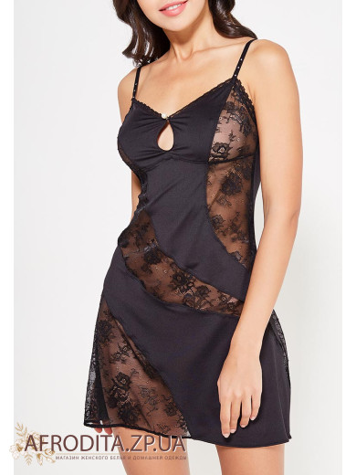 Ночная сорочка черная "Элеганс Де Люкс" 12034