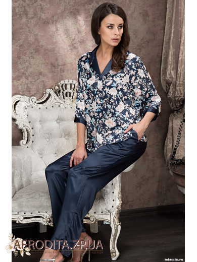 Шелковая женская пижама с брюками "Эмилия" 5966