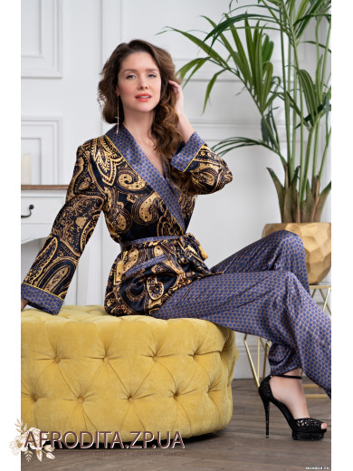 Жіноча шовкова піжама зі штанами "Армані Голд" 3426
