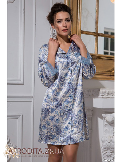  Жіночий шовковий халат на гудзиках "Дольче Віта" 5917