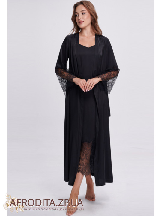 Женский длинный халат Shato 2702/1 черный