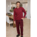 Мужская пижама из хлопка бордо PIJAMONI PJ6300-2