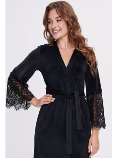 Жіночий велюровий халат Shato 1931 чорний